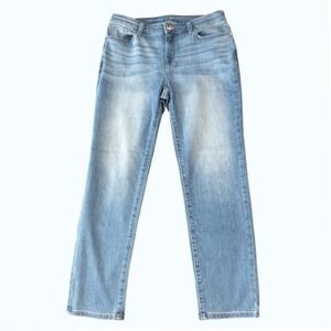 Chicos Perfect‎ Stretch Girlfriend Jeans Womens US 4 Medium Wash Straight Ankle